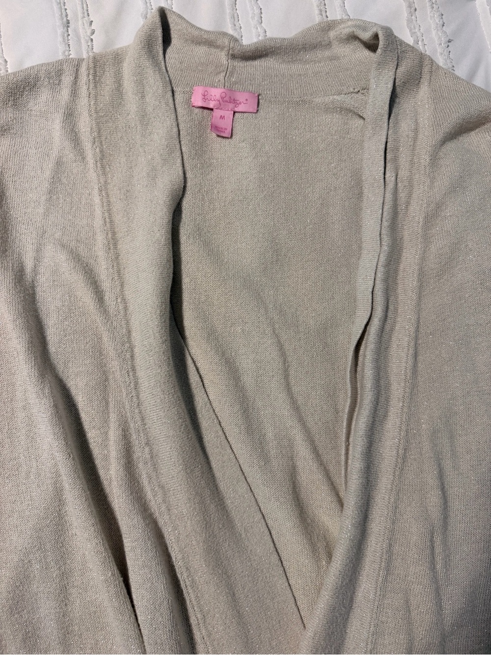 Lilly Pulitzer Light Beige Open-Front Cardigan